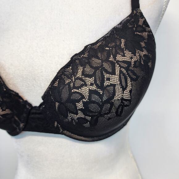 Natori Sheer Glamour Full Fit Contour Bra Size 36C Black Underwire Lace 731252 - Picture 4 of 11